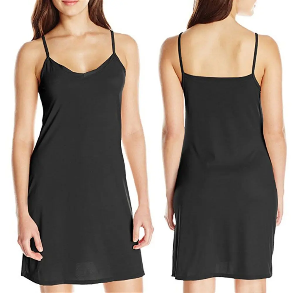 1PC Womens Sling Dress Holiday Sexy Slim Solid Short Dress Summer Camisoles V Neck Backless Sleeveless Casual Slip Under Dress 3