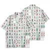 Hip Hop Mahjong Graphic Blouses Red Mah-jongg 3D Printe Shirts For Men Clothes Casual Short Sleeve Streetwear Male Boy Lapel Top 1