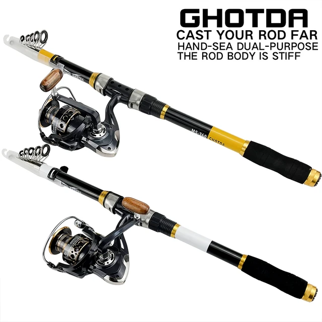 Carbon Telescopic Fishing Rod Spinning Reel Combo Set 2.1M 2.4M