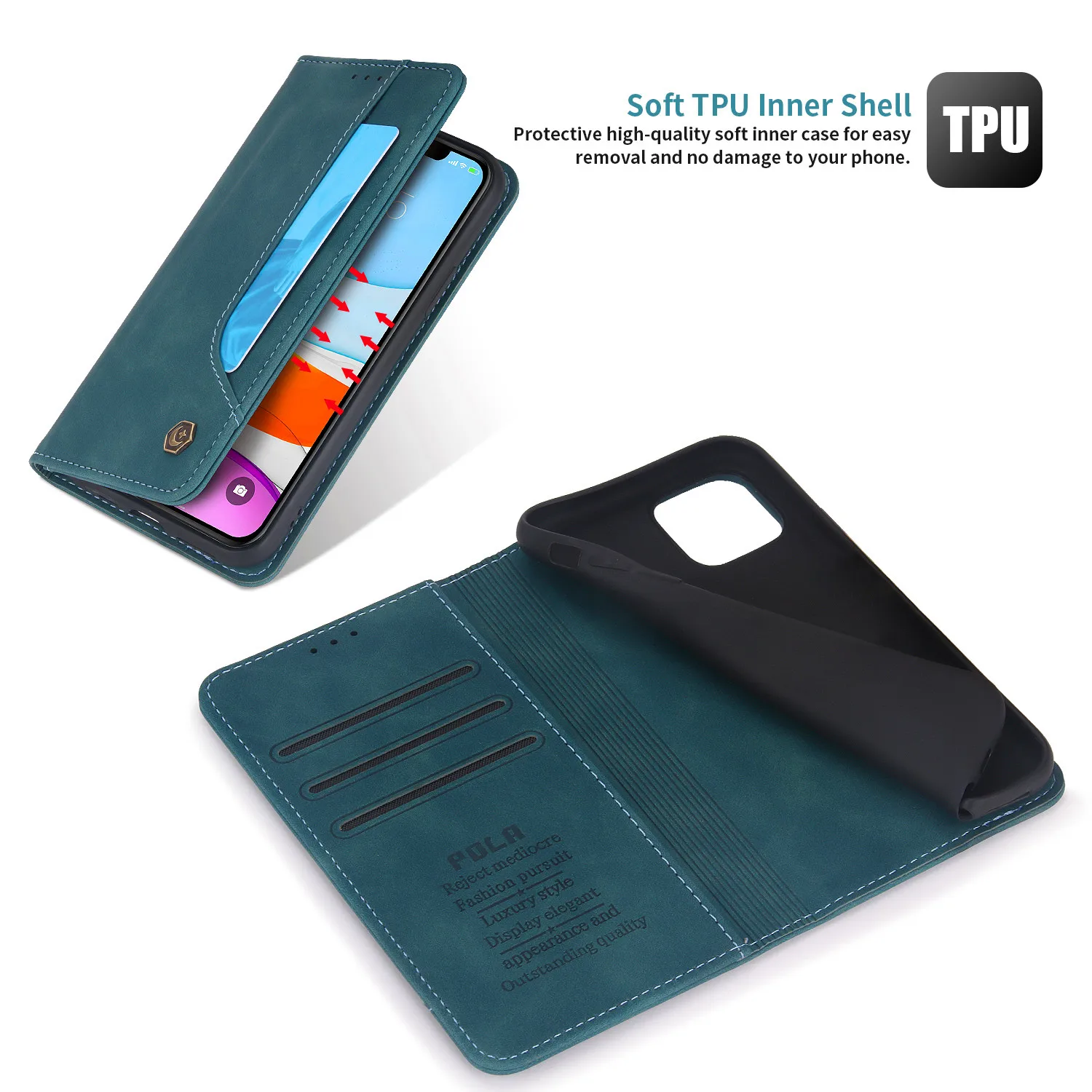 Luxury Magnetic Leather Wallet Phone Case with Card Slots and Stand Feature