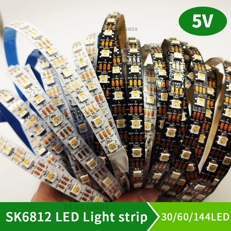 SK6812 DC5V RGBCW 6000K RGBNW 4000K RGBWW 3000K 4 In 1 30/60/144 Leds/Pixels/m Individual Addressable Led Strip IP30/65/67