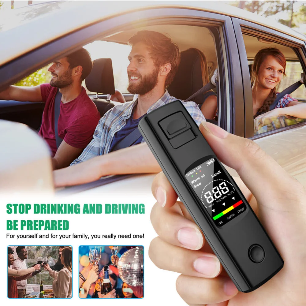 Alcohol Meter Digital Alcohol Tester LCD Display Portable Type-C Charging Breathalyzer For Drunk Driving