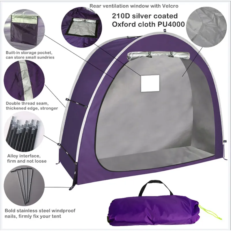 Bike Tent Bicycle Cover Shelter Outdoor Bike Storage Shed Thickened Oxford Silver Coating Waterproof Cloth Storage Shed