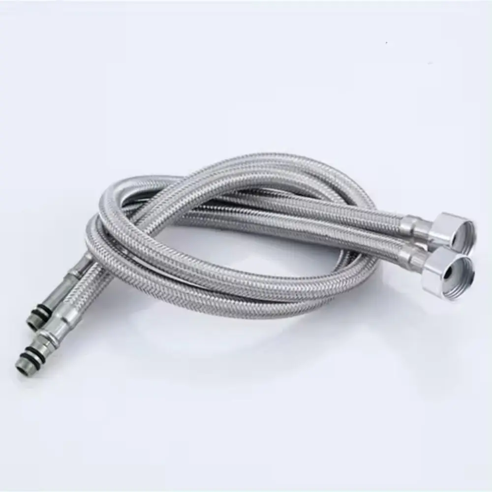 Stainless Steel Braided Hose 60cm Angle Valve Connecting Pipe British Standard Pipe 2 Piece Kitchen Basin Inlet and Outlet