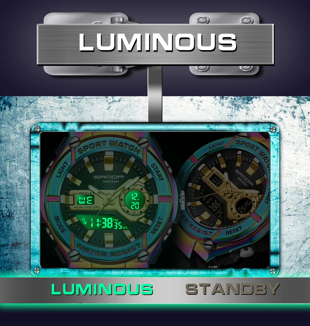 SANDA 2023 New Men's Watches 50M Waterproof Quartz Wristwatch Sport Military LED Digital Watch for Male Relogios Masculino 3123