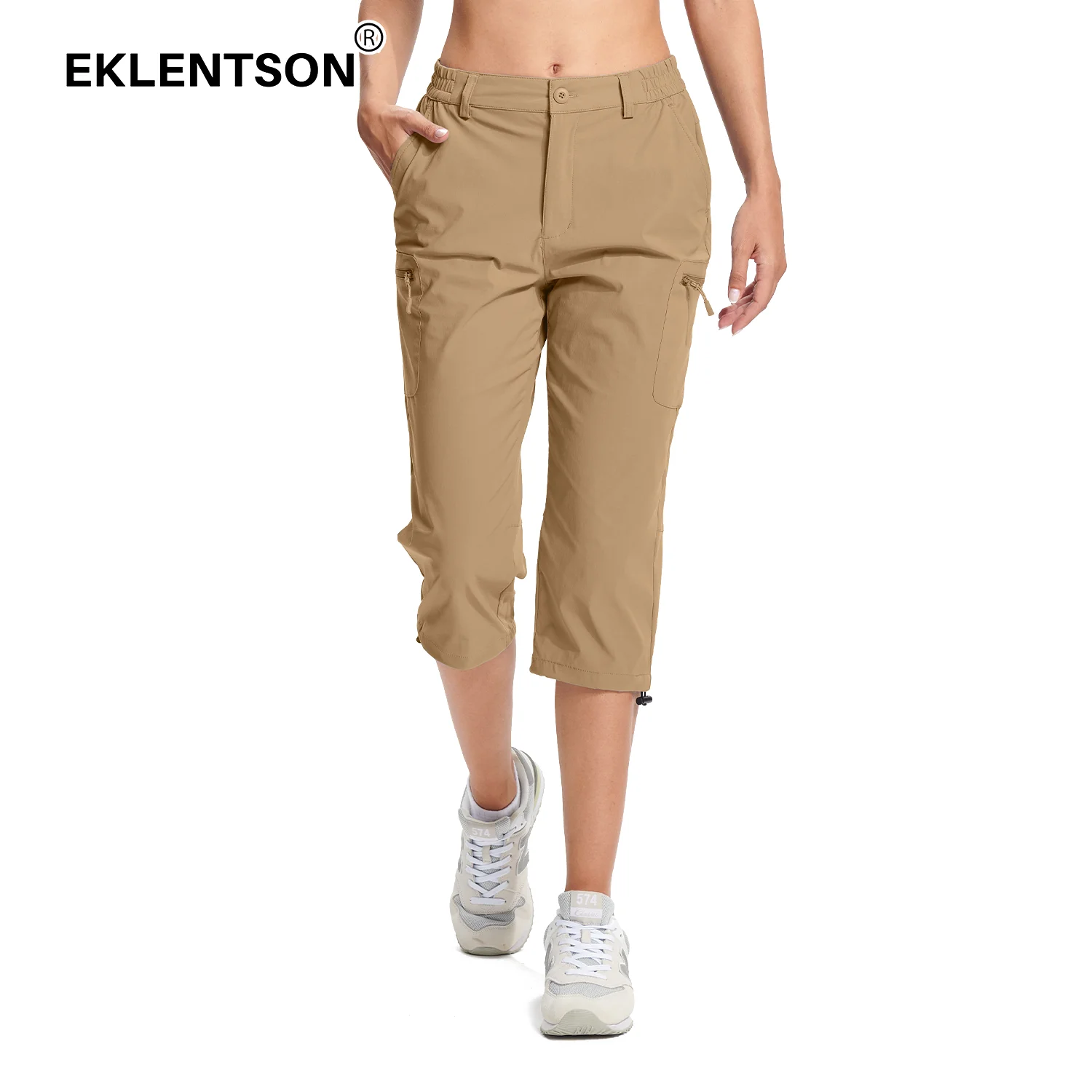EKLENTSON Women's Lightweight Hiking Capris Water Resistant Quick Dry Shorts Breathable Athletic Running Jogging Bottoms Workout