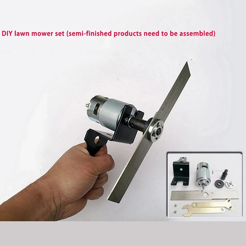 A78U-3X DIY Lawn Mower Set DC 12V 775 Motor Manganese Steel Blade Garden Moving Tools Mini Tool Grass Cutting Machine
