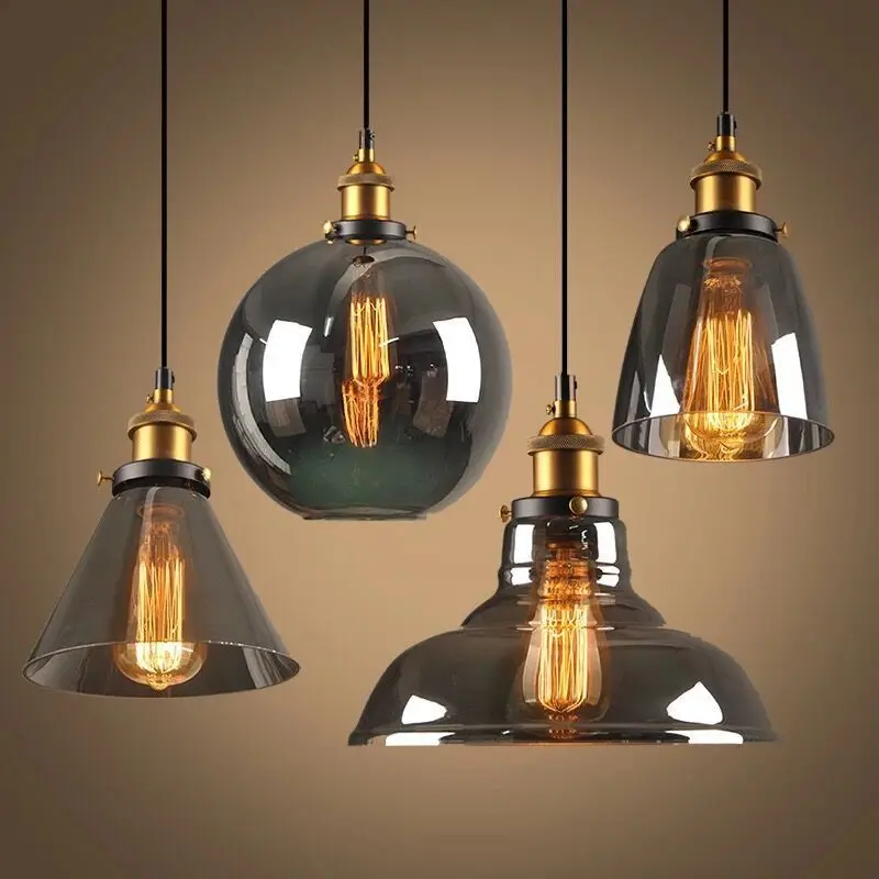 American Retro Industrial Style Bar, Restaurant, Bar, Clothing Store Minimalist Glass Chandelier