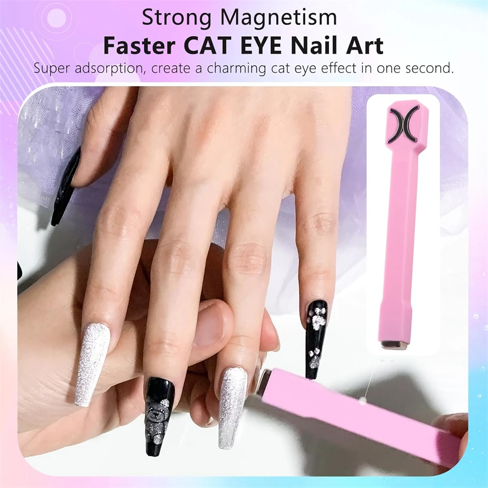 Strong Cat Eye Magnet for Nails Gel Polish 3 in 1 Cateye Magnetic Tool for Nail Art Cat Eye Nail Tool Magnetic Nail Art Tools Magnetic Nail Tools