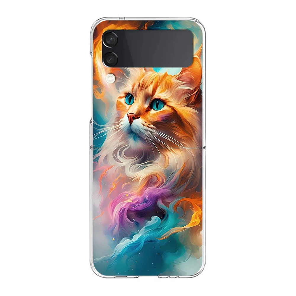 Cartoon Katze Hard PC Handy hülle für Samsung Galaxy Z Flip 5 4 3 transparente Abdeckung für Galaxy Z Flip 6 faltbare stoß feste Hüllen – Detail 4