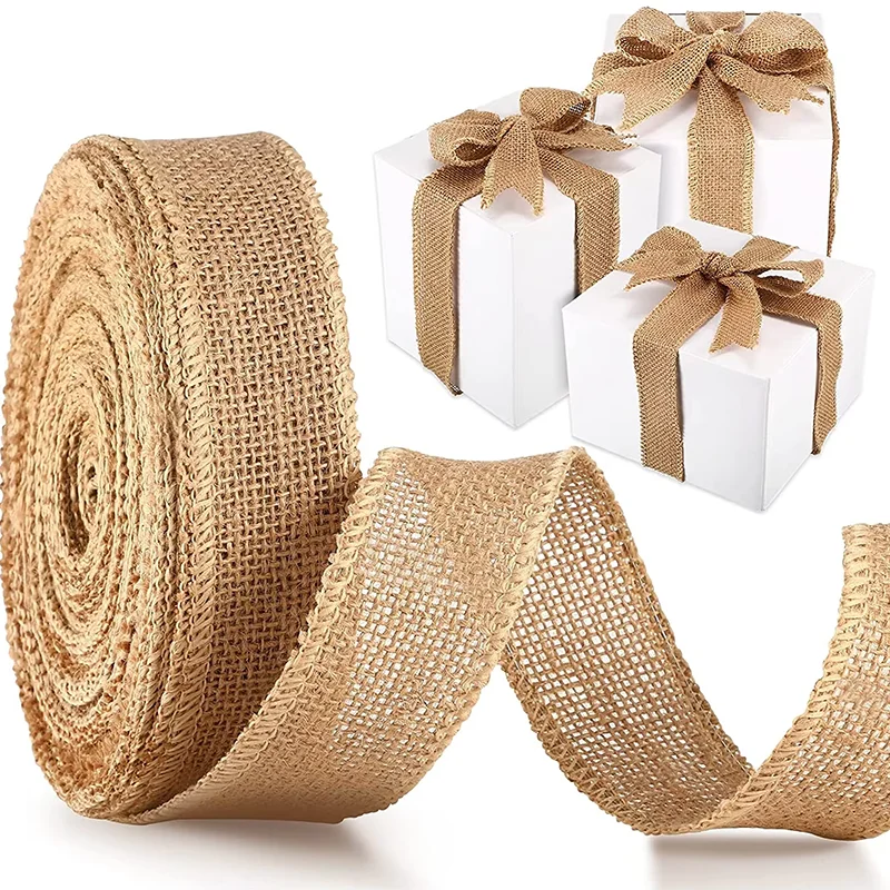 Burlap Fabric Roll 25/30/40/50/60/80/100/120/150mm Jute Ribbon for Gift Wrapping Craft Projects Wedding Home Decor Natural