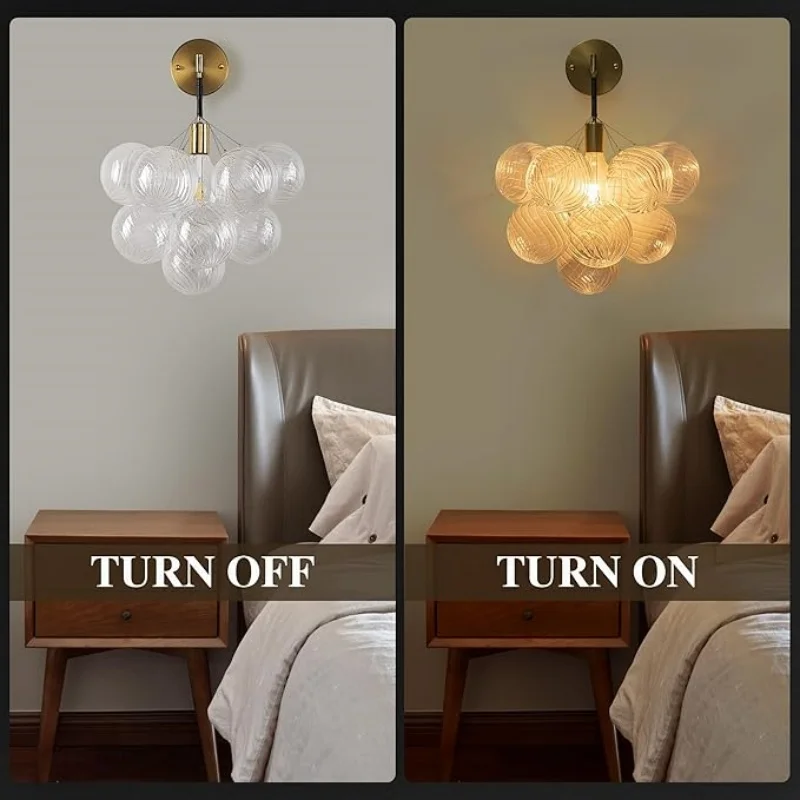 Description Picture 5 of itemArtpad Designer Glass Balls Beside Wall Lamp Bedroom Corridor Gold Fashion Nordic Water Ripple Glass Wall Sconces Studyroom
