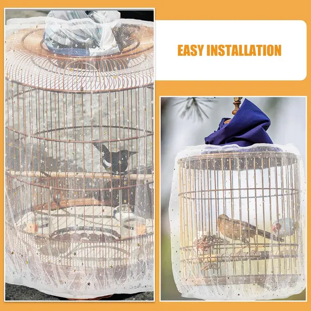 Adjustable Bird Cage Cover Protective Netting Polyester Mesh Cage Protector Pet Habitat Bird Cage Liner Bird Net Cage Covers Pet 5