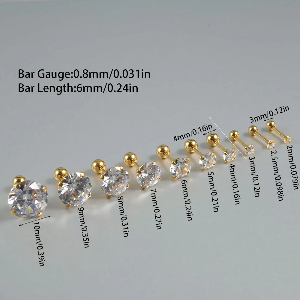 Easy to Use Disposable Sterile Ear Piercer 1 Set with Round Zircon Safe Ball Buckle Set Piercing Gun Body Piercing Jewelry