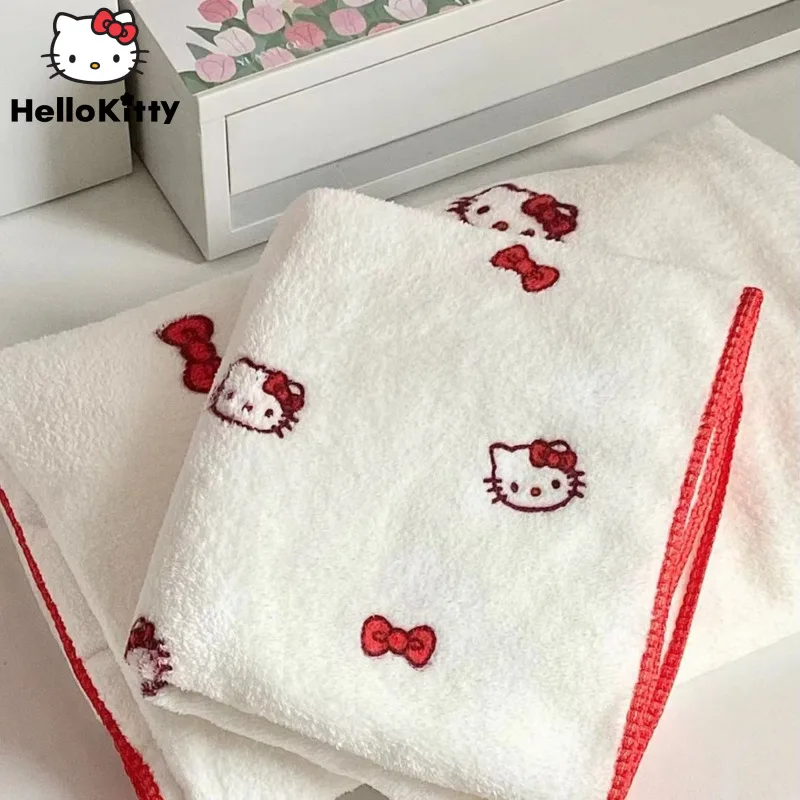 

Милое полотенце для лица Sanrio Hello Kitty банное полотенце женские Мультяшные домашние аксессуары Y2k Мультяшные мягкие коралловые бархатные аксессуары