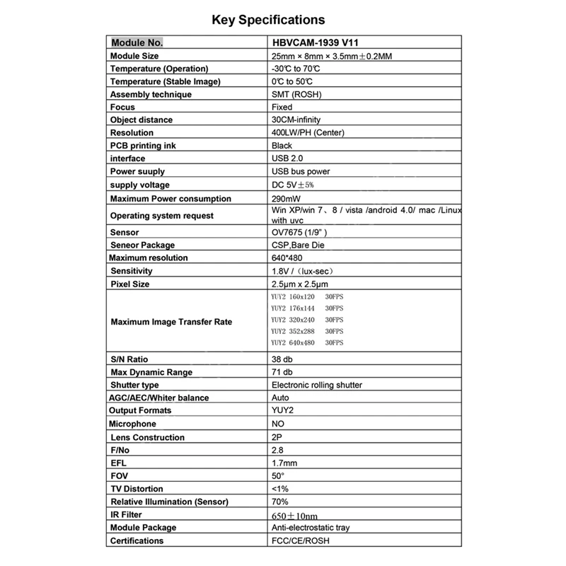 Фото Модуль камеры Pixel USB2.0 OV7675 30 Вт + USB-кабель 40 см для ноутбука №5