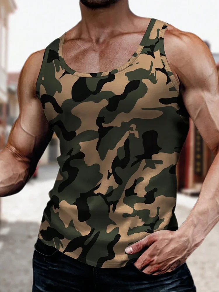 USA Flag Print Men's Tank Top Summer Casual Men's Loose Sleeveless T-shirt Outdoor Sports Fashion Street Tank Top