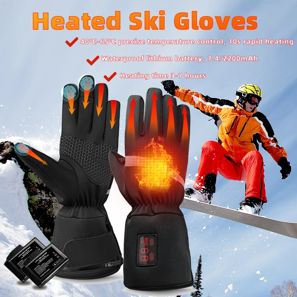 

Heated Gloves Rechargeable 2200mAh Battery Winter Warm Gloves Cycling Mountaineering Ski Hiking Available for Men and Women
