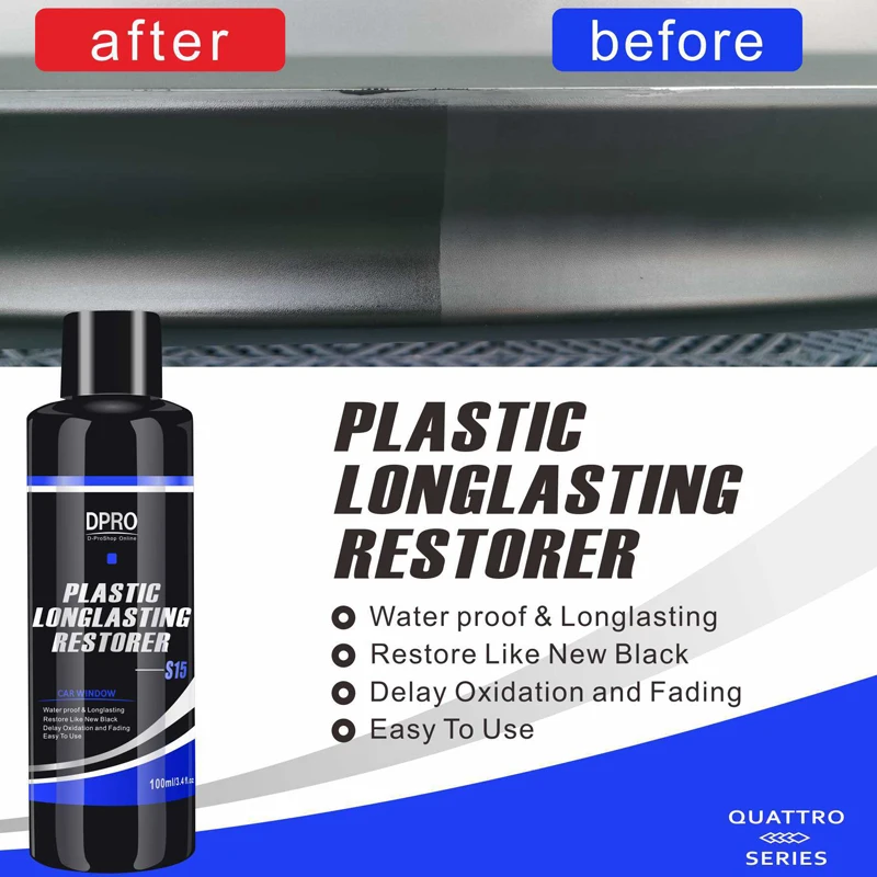 Dpro Car Plastic Restorer Polish For Interior Exterior Trim Long