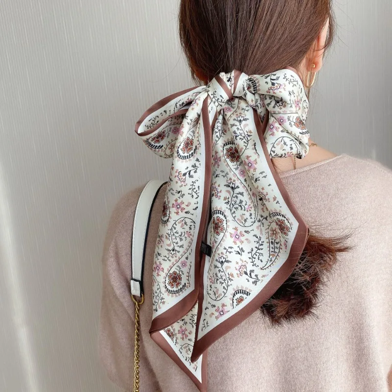 Fashion Neckerchief Skinny Hair Bands Women Silk Scarfs Long