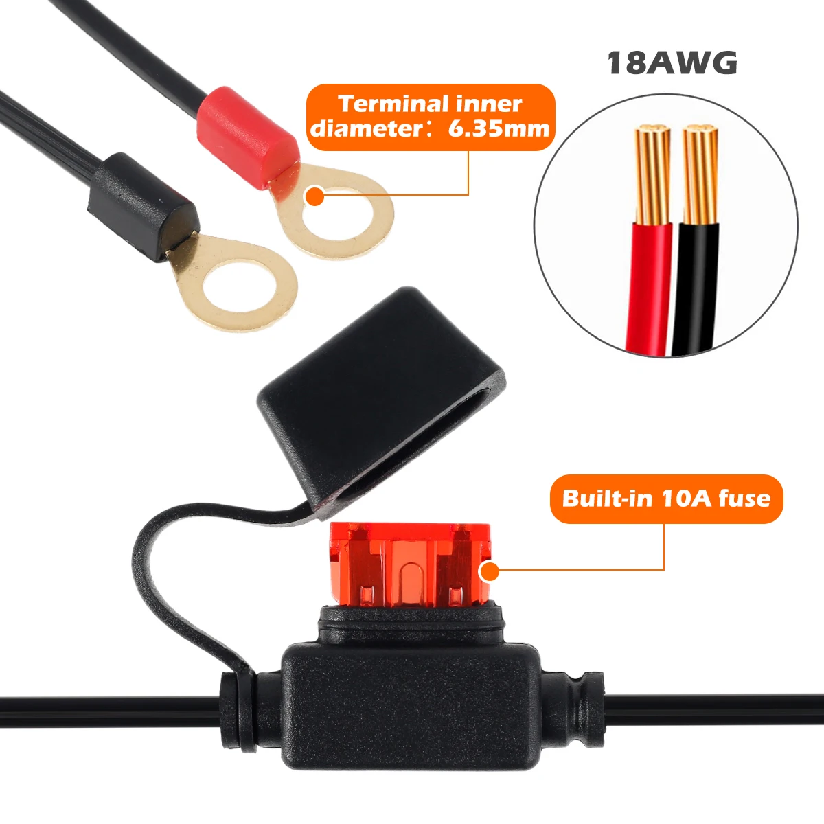 SAE to Ring Terminal Harness Cable for Motorcycle Battery Charger