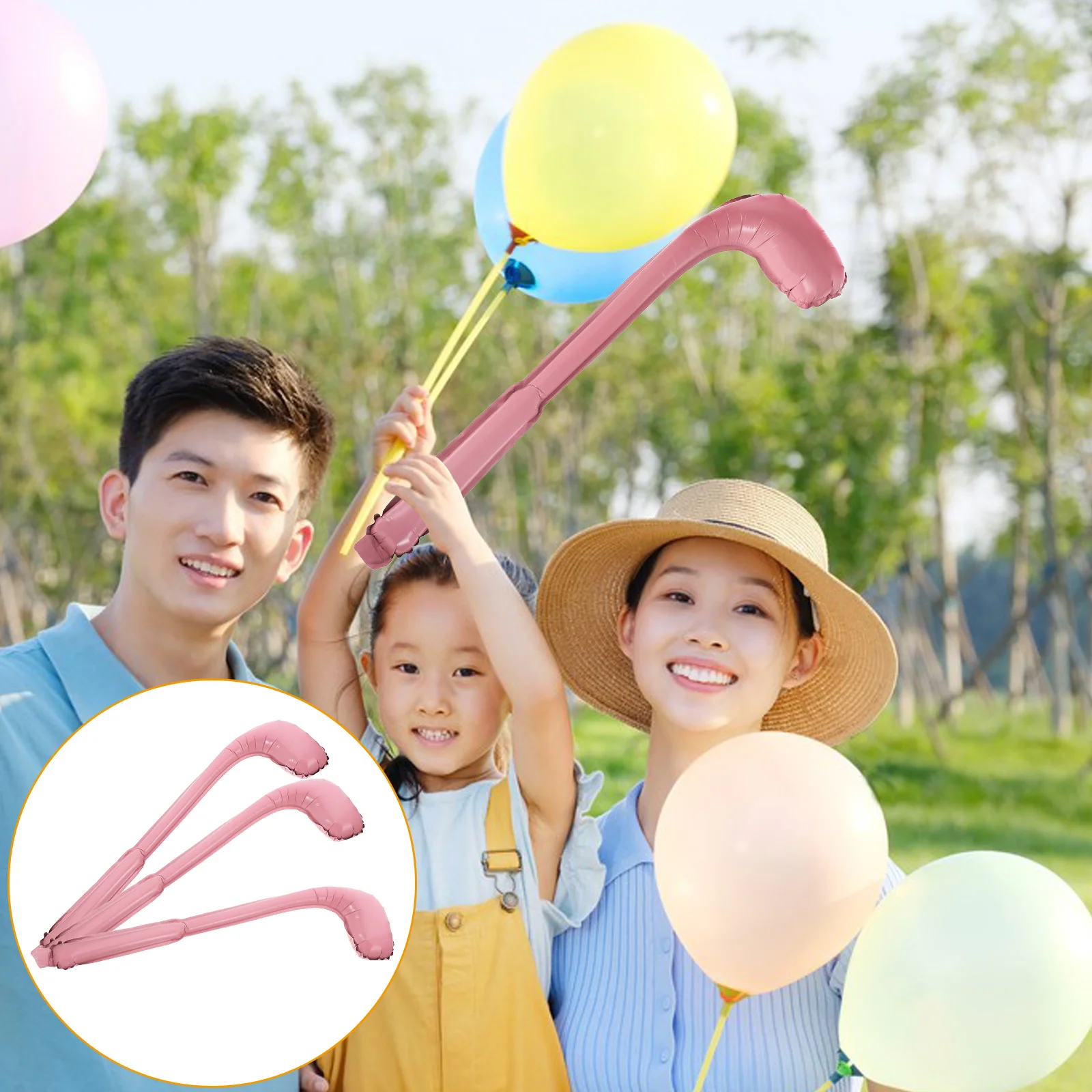 

10 Pcs Golf Club Balloon Bat Inflatable Baby Golf Balloons Cheering Sticks Shower Aluminum Foil Club Party