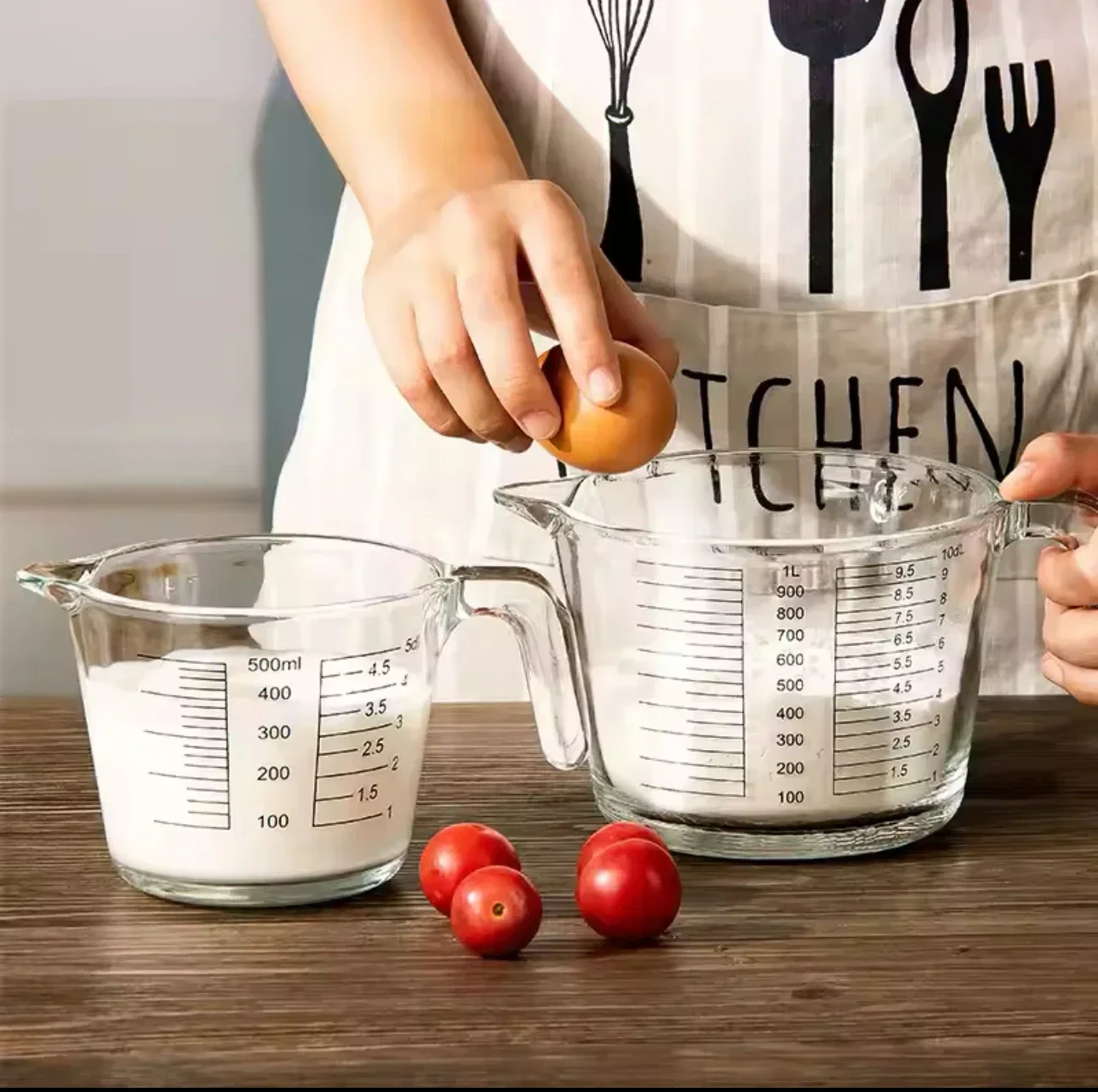 Misurino In Vetro Borosilicato Con Coperchio E Manico - 250 Ml - Adatto A Microonde E Forno