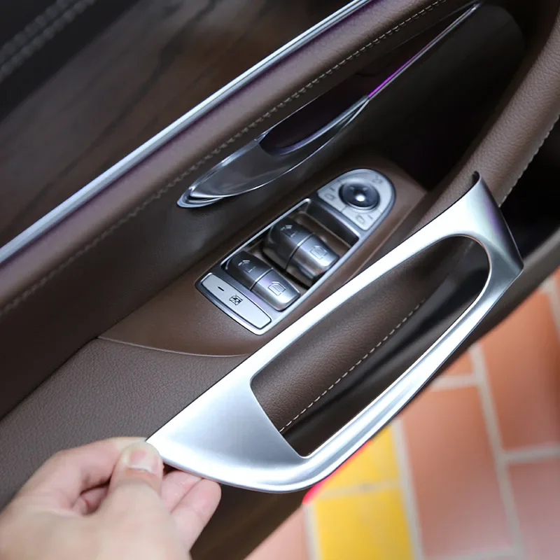 

For Mercedes Benz E Class W213 2016-2021 Car Styling ABS Silver Car Door Window Button Cover Frame Trim Sticker Car Accessories