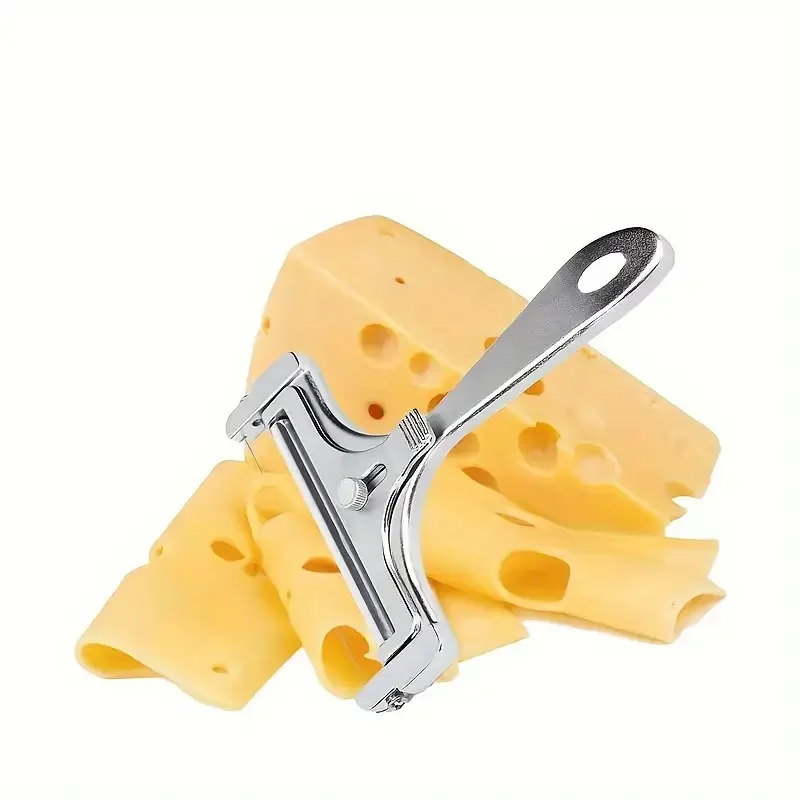 Adjustable Stainless Steel Cheese Slicer; Flat Blade for Soft & Hard Cheeses; Essential Kitchen Tool with Durable Design