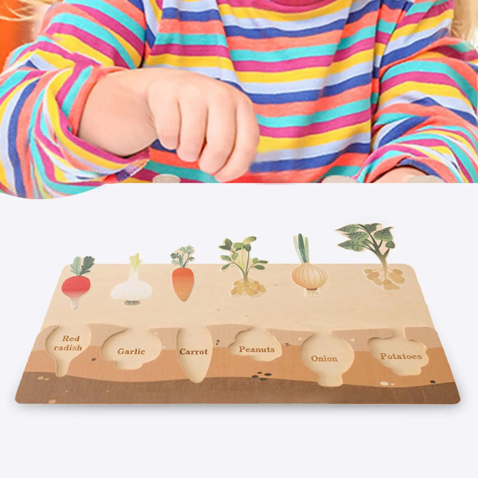 

Toddlers Wooden Puzzle Developmental Shape Color Sorting Vegetable Shape Puzzle for Trips