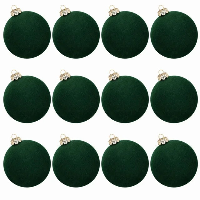 12pcs/set Velvet Christmas Ball Pendant 8cm Christmas Tree Decoration Ball Set With Gift Box 2025 New Year Xmas Decorative Balls 2