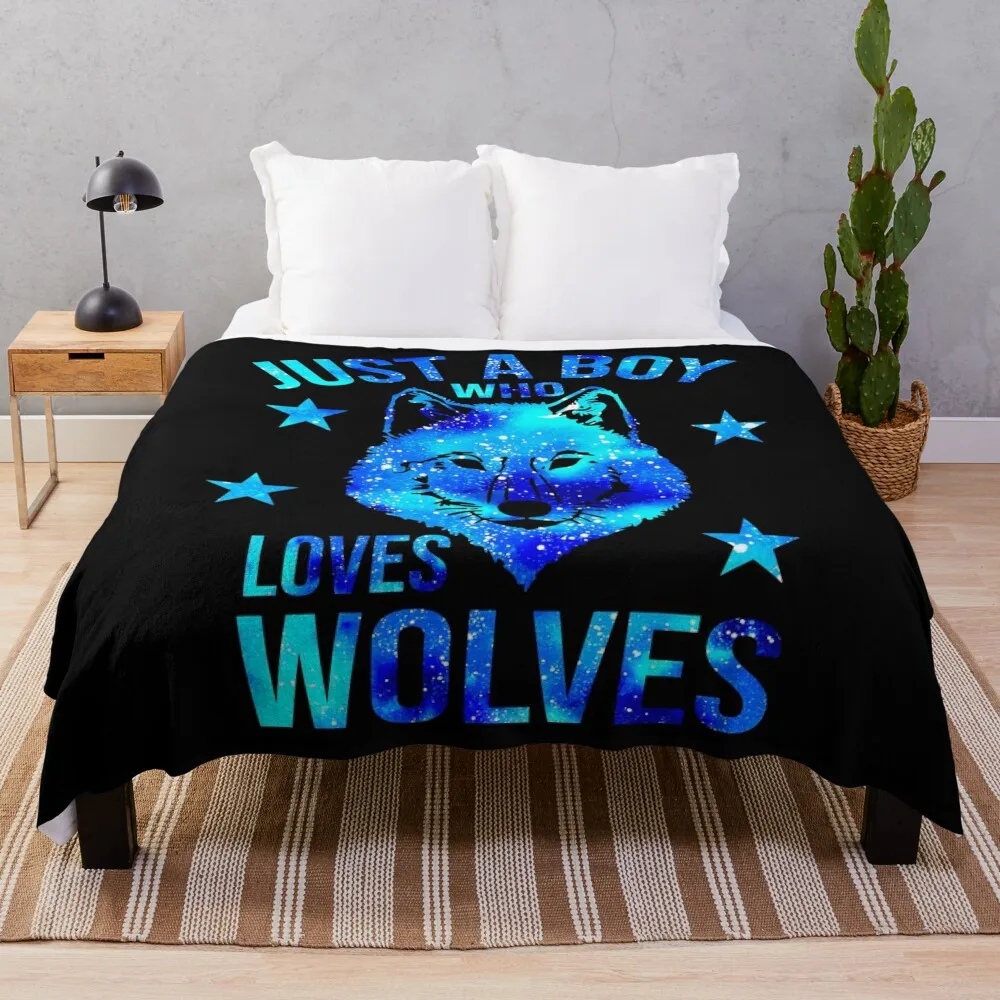 

Just a boy who loves Wolves Throw Blanket Designer Blankets Sofa Blankets