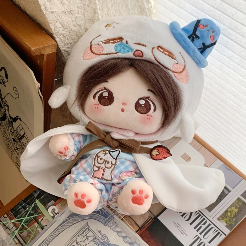 

Handmade 4pc Ghost of Learning Doll Clothes 20cm Cute Head Cover T-shirt Short Cap Dolls Outfit Toys Doll's Accessories Cos Suit