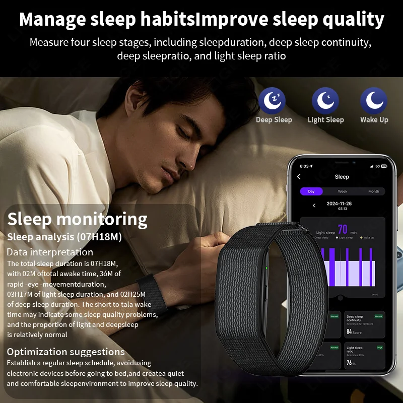 2026 No Screen Smart Watch for Men Women Fitness Tracker Heart Rate Blood Pressure Monitor HRV Sleep Sport Health Smart Bracelet 4