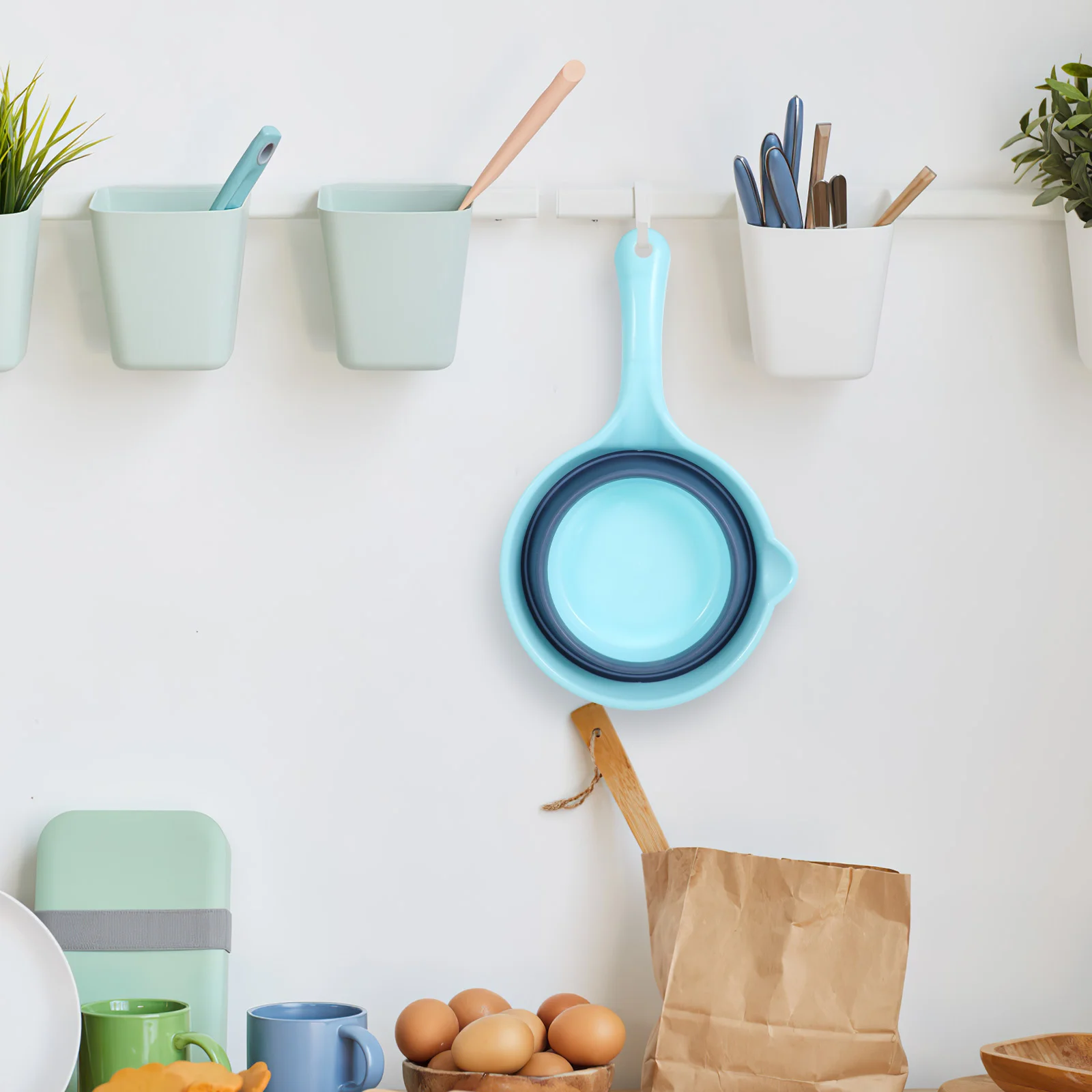 2 Pcs Folding Water Scoop Plastic Ladle Small Foldable Dipper Collapsible Spoons Cooking Long Handle Scooper