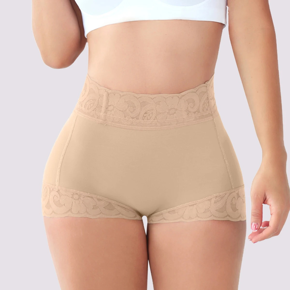 Fajas Colombianas para Mulheres, Tummy Control Lace Shorts, Cinto