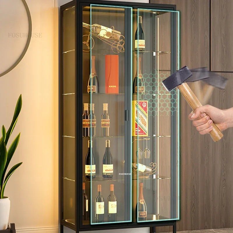 Italian High-end Sense Wine Cabinets for Living Room Glass Door Display Cabinet Minimalist Light Luxury Bar Furniture Showcase