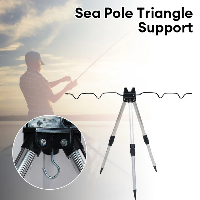 Aluminum Fishing Pole Support Tripod Stand Foldable Triangle Fish Pole Base  Load-bearing Telescopic Fishing Rod Bracket Holder - AliExpress