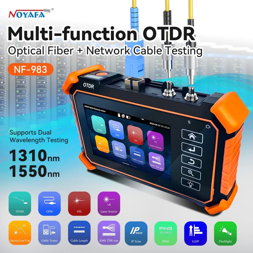 NOYAFA Active fibe Fiber Optic Reflectometer 150km OTDR Tester VFL OLS OPM Event Map 24/26dB Fiber Tester Cable