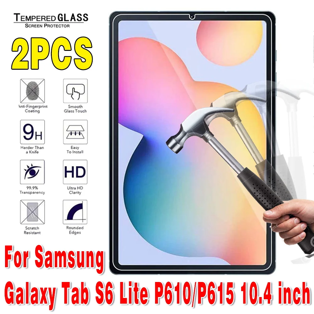 2Pcs for Samsung Galaxy Tab S6 Lite 10.4'' P610 P615 SM-P610 SM-P615 Tablet Protective Film Anti-Scratch Tempered Glass tempered glass for samsung galaxy tab s6 lite p610 p615 10 4 inch anti fingerprint easy to install tablet protective film