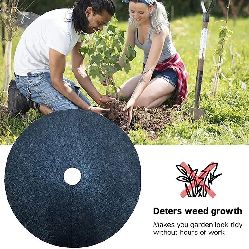 12Pcs Tree Protection Weed Control Fabric Ecological Control Cloth Mulch Ring Round Weed Barrier Plant Cover For Indoor Outdoor Garden