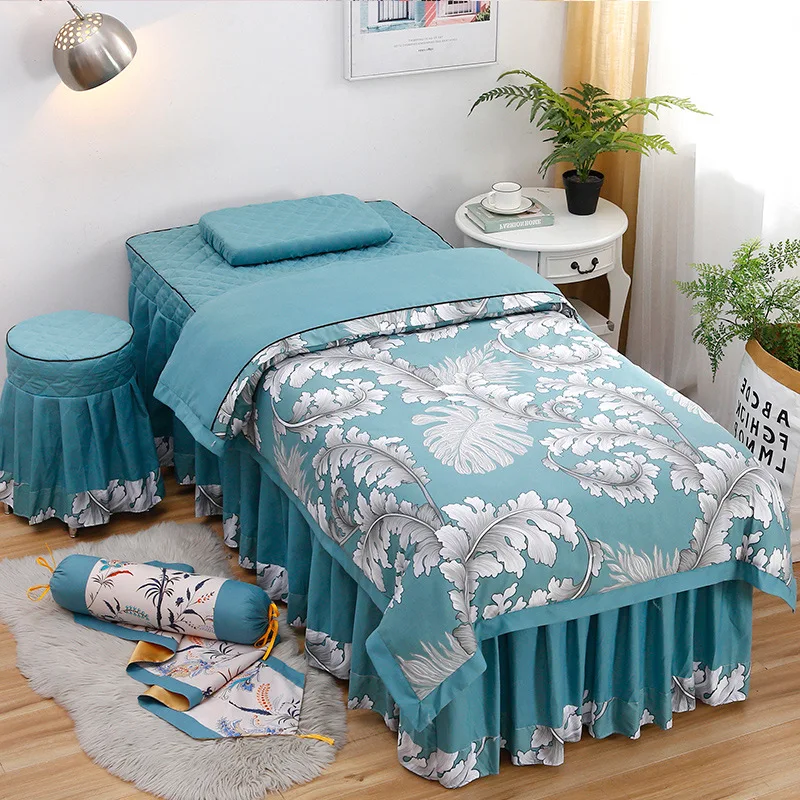 

4pcs Beauty Salon Bedding Sets Massage Spa Bed Sheets Bedspread Massage Spa Pillowcase Stoolcover Duvet Cover Set Bed Linens
