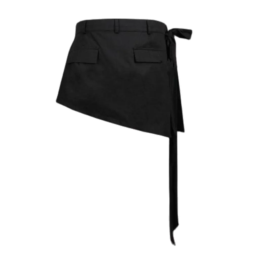 

Black Pleated Apron Nightclub Dj Singer Stage Clothing Gothic Costume Men Irregular Design Punk Hip Hop Shorts Skirts