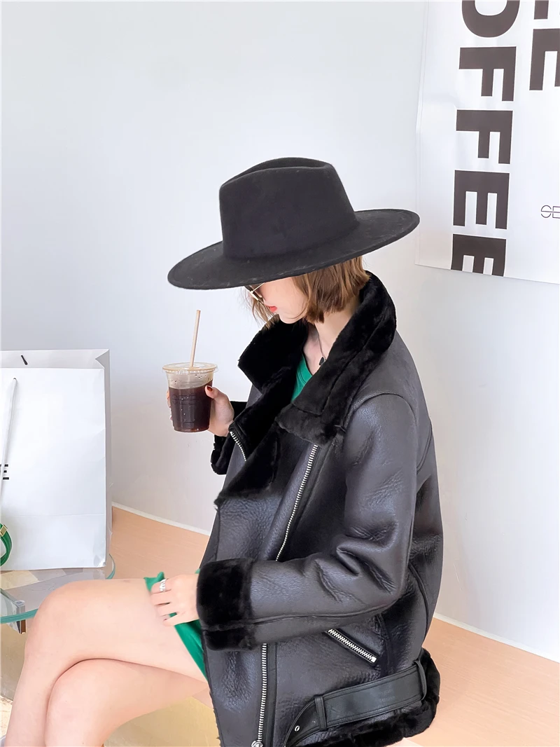 RARF The new  women's jacket with extra thick warm and extra thick lamb feather rider jacket with artificial fur 3