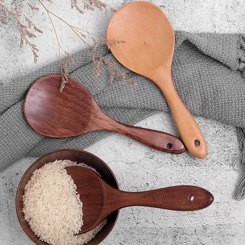Japanese Wood Rice Spoon Sushi Rice Paddle Spoons Tableware Serving Scoop Wooden Spatula Dinnerware Kitchen Utensils