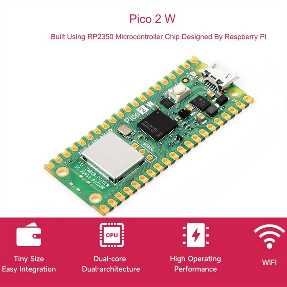 2W 마이크로컨트롤러 개발 보드용 L77A, RP2350 칩 기반, WIFI 및 블..