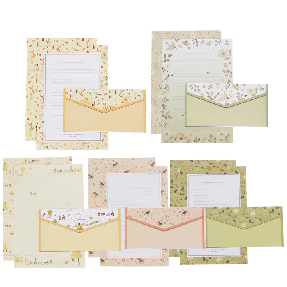 

Sets/45pcs Flower Printing Envelope and Letter Paper Lovely Writing Stationery Envelopes Kit School Stationery for School