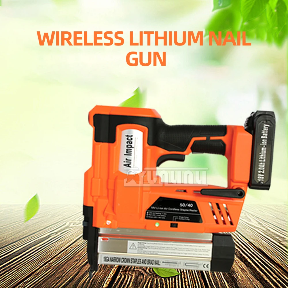 Cordless Rechargeable Nail Gun 18v 2000mah Lithium Battery Woodworking Decoration Electric Nailer Lithium Electric Nail Gun hylb 1061b battery 7 4v 2000mah lithium ion rechargeable battery for infrared thermal imager thermometer