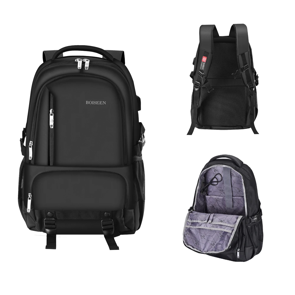 1Pcs Simple Black Backpack, Men's Large-Capacity School Bag, Laptop Backpack, Lightweight and Durable Casual Travel Bag, Student Multi-Functional Storage Backpack