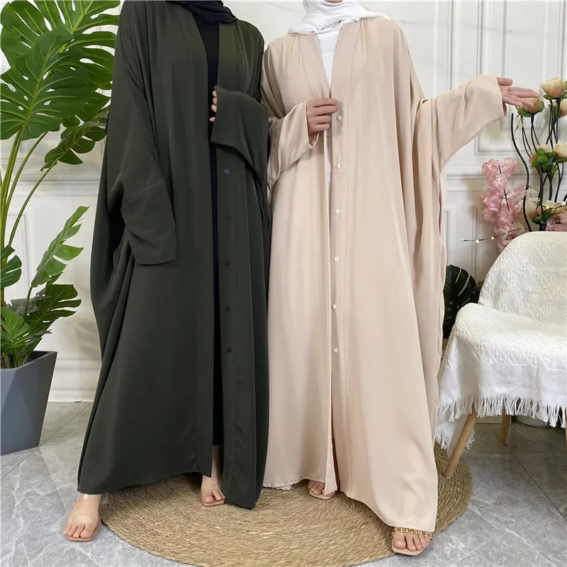 Open Buttons Abayas for Women Muslim Eid Mubarak Kimono Long Maxi Dress Turkey Dubai Kaftan Ramadan Arab Islamic Jalabiya Caftan